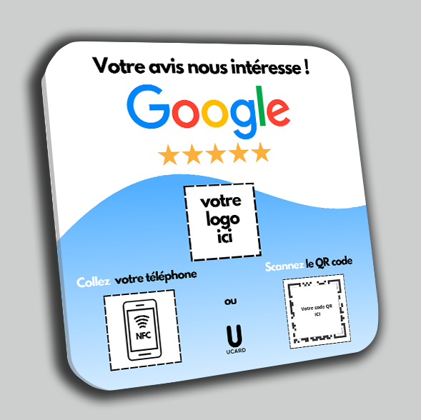 UCARD Plus Avis Google - La plaque de comptoir sans contact